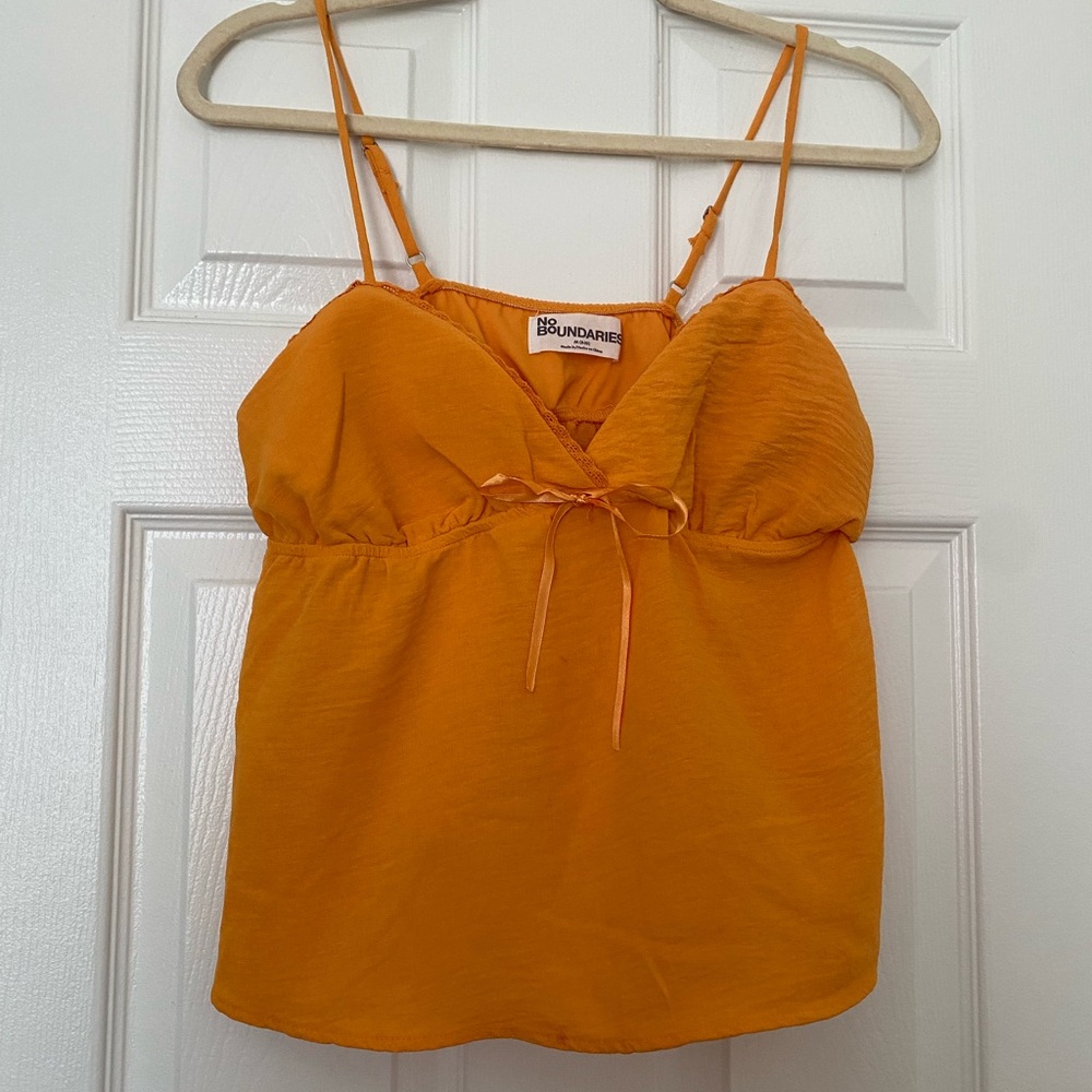 No Boundaries Orange Tie Front Bustier Camisole